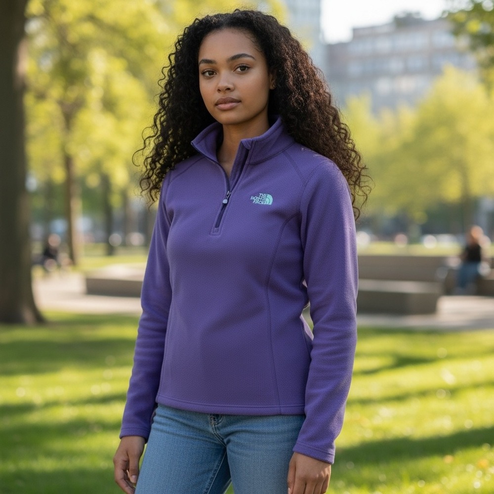 The North Face TKA 100 Purple Quarter Zip Fleece Pullover Women S Long Sleeve